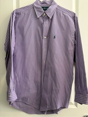Ralph Lauren Lavender Stripe Button-Down Dress Shirt